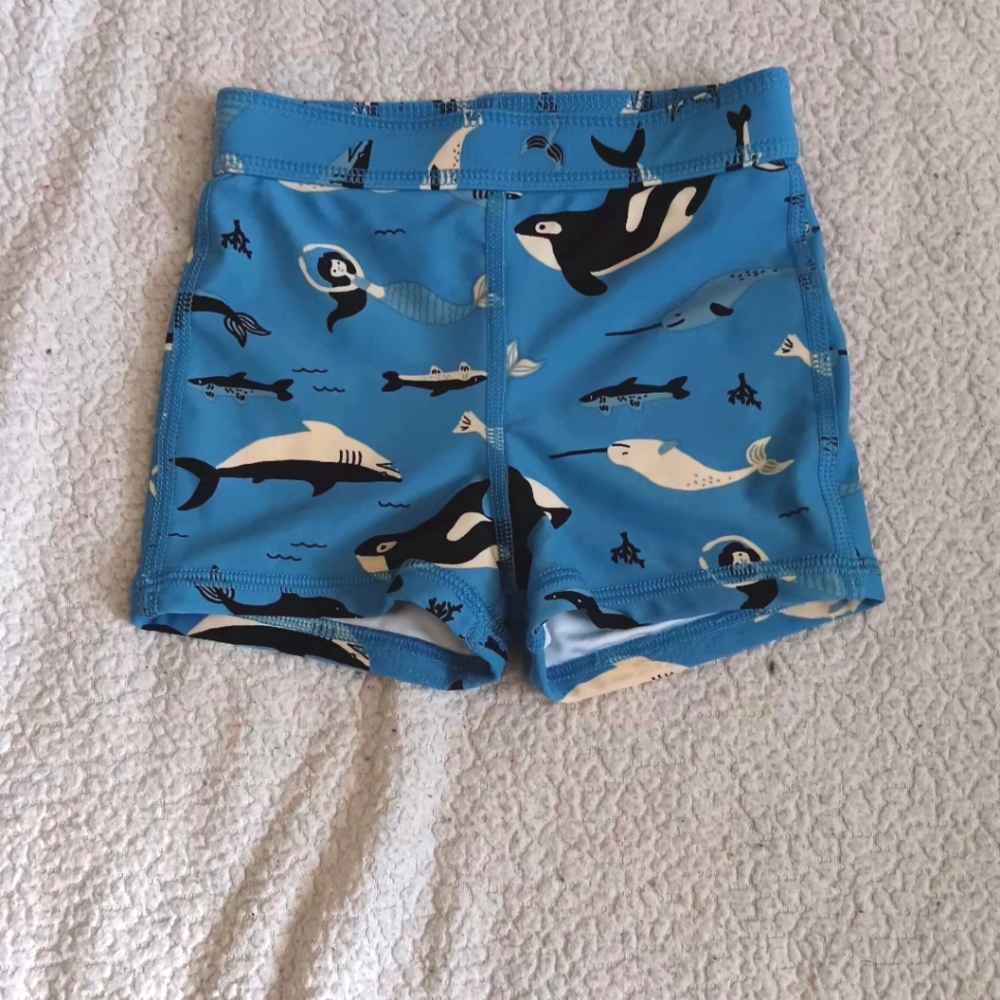 Hanna Andersson Blue Sea Life Kids Swim Shorts